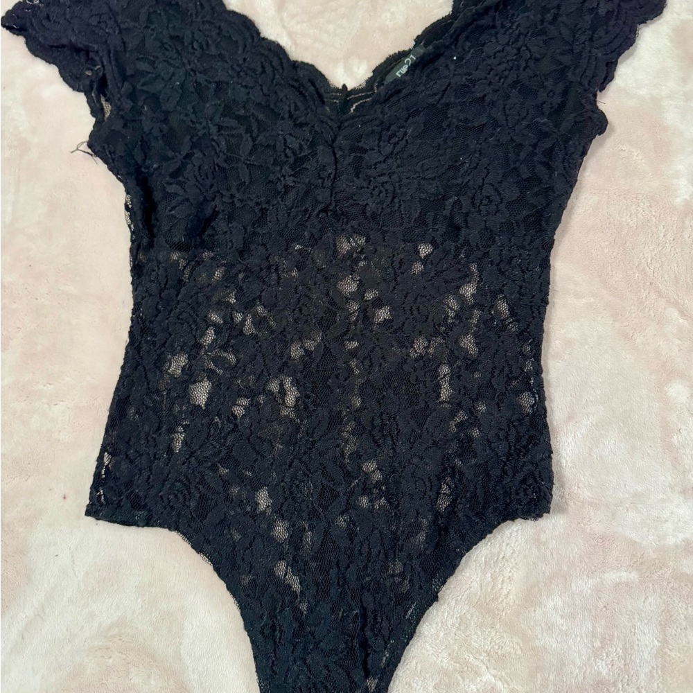Rue21 Black Asymmetrical Cut Out Bodysuit